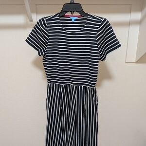 Draper James Navy and Cream Striped Dress